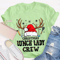 Santa Hat Kitchen Utensils Graphic Tee, Christmas Lunch Lady Shirt, School Cafeteria Worker Holiday T-Shirt, Lunch Lady Xmas Present
