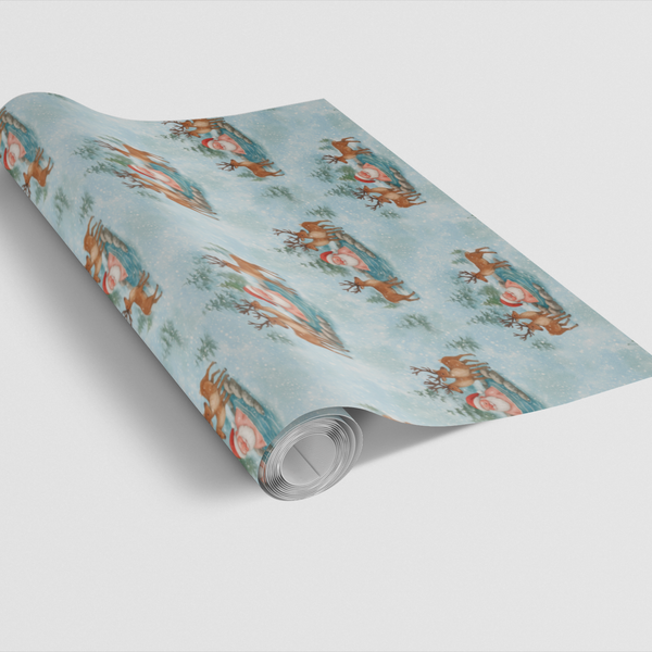 Humorous Reindeer Christmas Gift Wrap Paper, Santa Spa Day Wrapping Paper, Holiday Present Paper Roll, Adorable Xmas Gift Wra