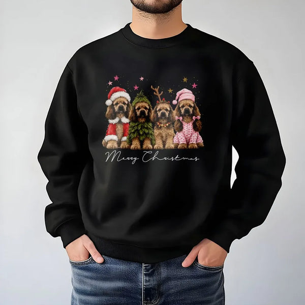 Merry Christmas Dog Sweater, Cocker Spaniel Christmas Sweatshirt, Humorous Santa Dog Crewneck, Holiday Dog Lover Pullover, Xm