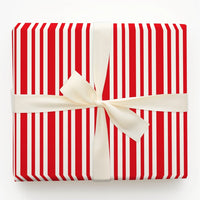 Candy Cane Stripe Gift Wrap, Classic Red and White Striped Wrapping Paper, Holiday Vertical Striped Present Paper, Christmas Gift Wrap Roll