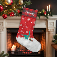 Dino Holiday Lights Stocking, Personalized Dinosaur Christmas Stocking, Adorable Dino Xmas Stocking, Custom Name Kids Holiday Stocking Present