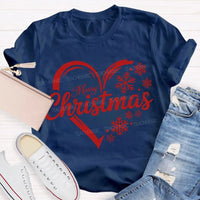 Festive Holiday Snowflake Christmas Shirt, Christmas Snowflakes and Hearts T-Shirt, Adorable Winter Graphic Tee, Holiday Present Christmas T-Shirt