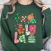 Adorable Gingerbread Holiday Tree Crewneck, Fa La La Christmas Sweatshirt, Pink Xmas Holiday Pullover, Festive Christmas Sweatshirt for Women