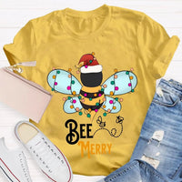 Santa Hat Honeybee Shirt, Bee Merry Christmas T-Shirt, Humorous Bee Lover Holiday Tee, Adorable Insect Xmas Graphic Tee, Christmas Present