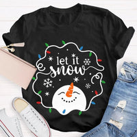 Let It Snow Holiday Graphic Tee, Christmas Lights Snowflakes Snowmen Shirt, Winter Wonderland T-Shirt, Festive Xmas Tee, Adorable Christmas Present