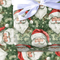 Camouflage Santa Claus Gift Wrap, Watercolor Camo Santa Wrapping Paper, Hunter Christmas Wrapping Paper, Military Holiday Wrapping Paper
