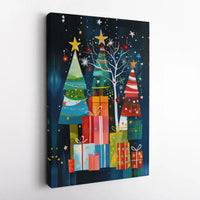 Modern Holiday Tree Canvas Print, Abstract Christmas Tree Canvas Art, Festive Xmas Wall Art, Digital Download Printable Poster Art