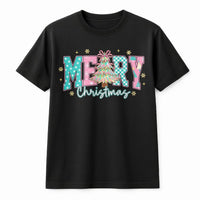 Pastel Christmas Tree Graphic Shirt, Merry Christmas T-Shirt, Aesthetic Christmas Tee, Adorable Winter Holiday Party T-Shirt, Present for Teens