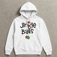 Adult Holiday Humor Sweatshirt, Jingle Balls Humorous Christmas Hoodie, Festive Graphic Pullover, Crude Christmas Humor Hoodie