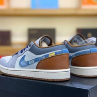 Low Top Sneakers, Blue Gray White Colorway, Lace Up Design, Casual Gift for Sneaker Fans