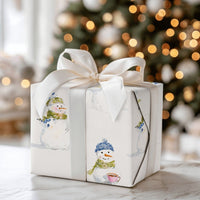 Adorable Snowman Holiday Wrapping Paper, Watercolor Snowman Wrapping Paper, Whimsical Christmas Wrapping Paper Roll, Winter Present Gift Wrap
