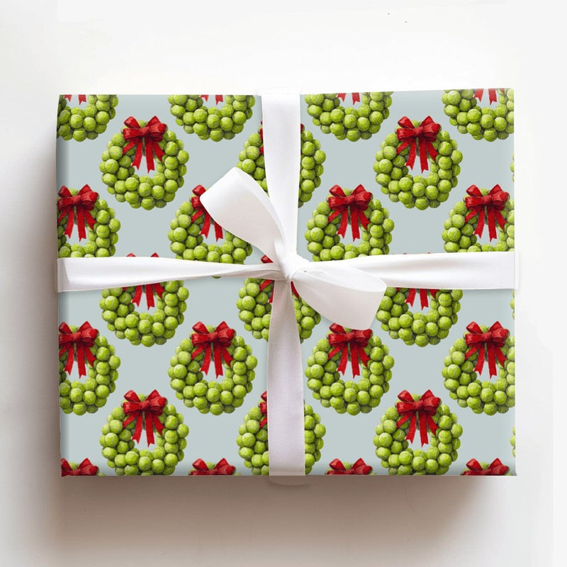 Humorous Vegetable Wreath Gift Wrap, Brussels Sprout Wrapping Paper, Foodie Christmas Wrapping Paper, Quirky Chef Holiday Gift Wrap Roll