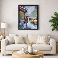 Snowy New York City Canvas Print, NYC Christmas Canvas Wall Art, Winter NYC Street Canvas Decor, Festive Cityscape Wall Art, Holiday Present