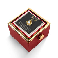 CZ Crystal Daughter Pendant, To My Daughter Love Knot Necklace, Gold Finish Daughter Jewelry, Meaningful Christmas Present from Mom and Dad