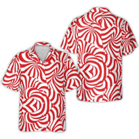 Candy Cane Christmas Aloha Shirt, Peppermint Swirl Hawaiian Shirt, Holiday Festival Button Up Shirt, Festive Winter Vacation Shirt for Men