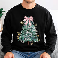 Coquette Christmas Tree Crewneck, Oh Come Let Us Adore Him Sweatshirt, Christian Christmas Sweatshirt, Religious Holiday Apparel