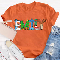 Custom Name Holiday Shirt, Personalized Merry Christmas Vibes T-Shirt, Family Christmas Graphic Tee, Custom Xmas T-Shirt