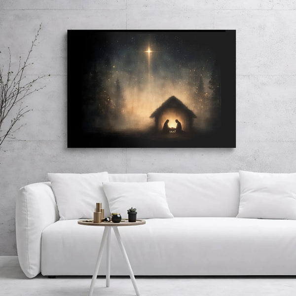 Star of Bethlehem Wall Art, Nativity Scene Canvas Print, Religious Christmas Canvas Art, Christian Holiday Canvas Decor, Chur