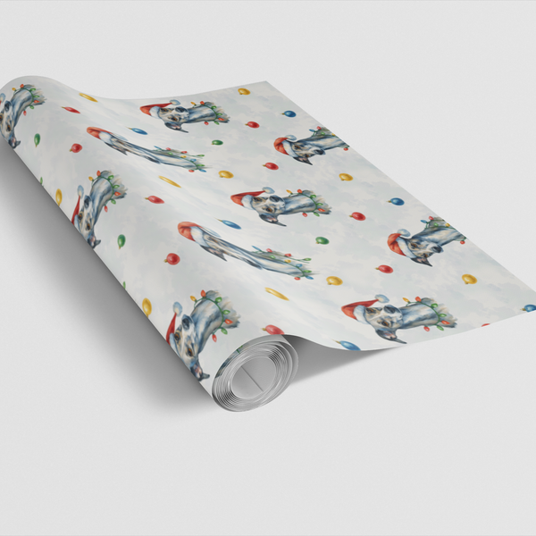 Sleighhound Dog Holiday Gift Wrap, Whippet Christmas Wrapping Paper, Santa Hat Whippet Wrapping Paper, Dog Lover Xmas Present
