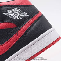 Retro Mid Top Basketball Shoes, Red White Black Colorway, Lace Up Design, Casual Gift for Shoe Lovers
