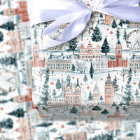 Big Ben Holiday Gift Wrap, London Christmas Wrapping Paper, Snowy Cityscape Present Wrap, Winter London Eye Travel Christmas Gift Wrap
