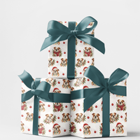 Festive Bulldog Gift Wrap, Bulldog Christmas Wrapping Paper, Holiday Dog Wrapping Paper Roll, Dog Lover Xmas Wrapping Paper, Holiday Paper