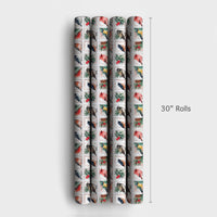 Vintage Stamp Gift Wrap, Winter Bird Wrapping Paper, Cardinal Christmas Wrapping Paper, Holiday Nature Gift Wrap, Bird Lover Gift Wrap