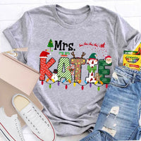 Custom Name Holiday T-Shirt, Personalized Christmas Lights Shirt, Festive Christmas Lights Tee, Adorable Xmas Family Shirt, Holiday Party Present