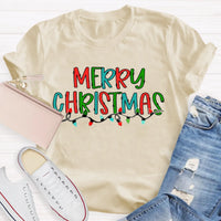 Festive School Holiday Shirt, Merry Christmas Lights Teacher T-Shirt, Adorable Christmas Teacher Graphic Tee, Xmas Educator Present for Teacher