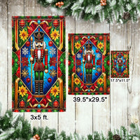 Double Sided Holiday Soldier Yard Flag, Christmas Nutcracker Garden Flag, Festive Winter Seasonal Flag, Xmas Yard Porch Decor Present