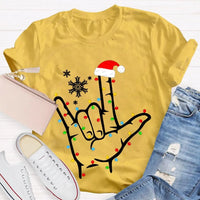 ASL Snowflake Holiday Lights Shirt, Sign Language Christmas T-Shirt, Deaf Community Graphic Tee, ASL Christmas Tee