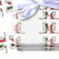 Western Holiday Wrapping Paper, Cowboy Boot Christmas Wrapping Paper, Country Cowgirl Gift Wrap, Festive Winter Present Wrapping Paper