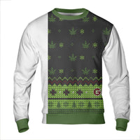 3D Weed Pattern Holiday Sweater, Marijuana Leaf Ugly Christmas Sweatshirt, Cannabis Xmas Sweatshirt, Humorous Stoner Christmas Sweatshirt