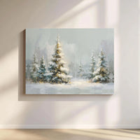 Glowing Christmas Tree Canvas Print, Snowy Winter Forest Canvas Wall Art, Holiday Pine Forest Canvas Decor, Festive Winter Scene Canvas