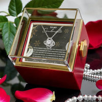 Rotating Rose Box Pendant Necklace, Soulmate Love Knot Necklace, Sparkling CZ Crystal Knot Necklace, Romantic Christmas Present for Her