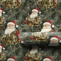 Camo Santa with Rifle Gift Wrap, Hunting Santa Christmas Wrapping Paper, Outdoorsman Holiday Wrapping Paper, Rustic Winter Wrapping Paper
