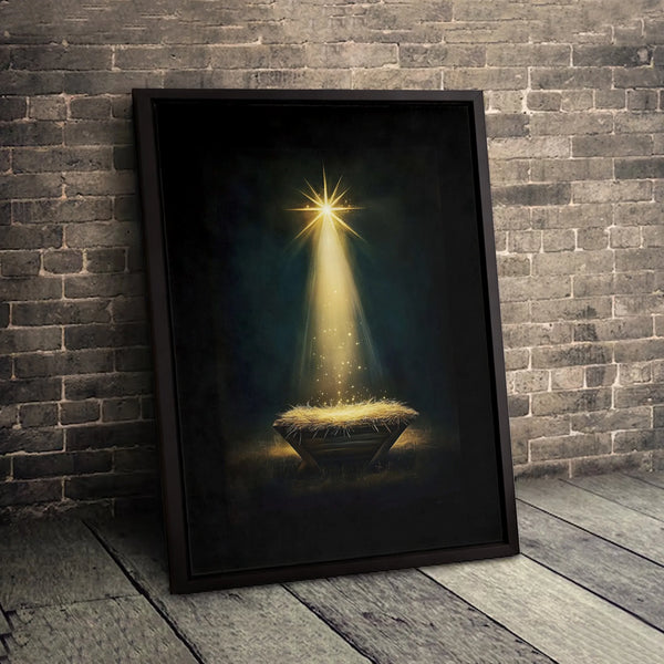 Star of Bethlehem Manger Canvas, Nativity Scene Canvas Print, Religious Christmas Wall Art Canvas, Holy Night Canvas Decor Pr