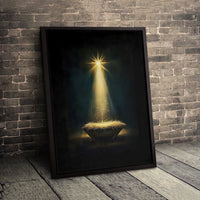 Star of Bethlehem Manger Canvas, Nativity Scene Canvas Print, Religious Christmas Wall Art Canvas, Holy Night Canvas Decor Present