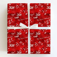 Christian Christmas Gift Wrap, Nativity Scene Joy Wrapping Paper, Crimson Red Religious Holiday Paper, Joy Gift Wrapping Paper Roll