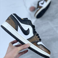 Distressed Low Top Sneakers, Brown White Colorway, Lace Up Design, Distressed Finish, Casual Gift for Sneaker Fans