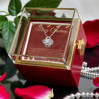 Daughter to Mom Love Knot Necklace, Mom Love Knot Necklace, Rotating Rose Box Love Knot Pendant, Sentimental Mother Christmas Present Jewelry