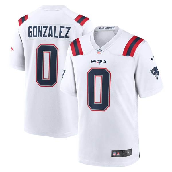 New England Patriots Christian Gonzalez White Game Jersey