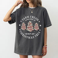 Festive Dessert Tree Graphic Tee, Farm Fresh Christmas Cake T-Shirt, Adorable Holiday Bakery Foodie Shirt, Tis the Season Baking Graphic Top