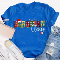Custom Name Book Lover Holiday Shirt, Personalized Librarian Christmas T-Shirt, Festive Library Graphic Tee, Xmas Reading Present