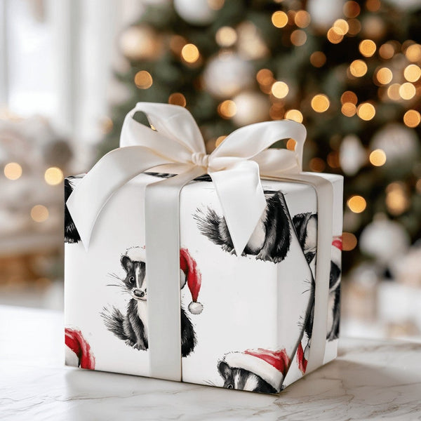 Watercolor Animal Gift Wrap, Baby Skunk Christmas Wrapping Paper, Skunk Wrapping Paper Roll, Holiday Wrapping Paper, Woodland
