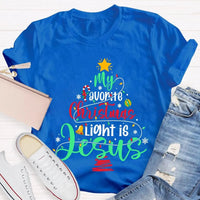 Christian Christmas T-Shirt, My Favorite Christmas Light Is Jesus Shirt, Religious Holiday Graphic Tee, Jesus Christmas Light Faith Shirt