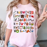 Adorable Holiday ABC Shirt, Christmas Alphabet T-Shirt, School Teacher Christmas Shirt, Festive Educator Graphic Tee, Xmas Holiday Apparel
