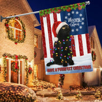 Double-Sided Holiday Yard Flag, Black Cat Christmas Garden Flag Bombay Cat Santa Hat American Flag, Cat Lover Xmas Decor Present