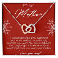 CZ Linked Heart Pendant, To My Mother Interlocking Hearts Necklace, Sentimental Mom Heart Necklace, Christmas Birthday Present for Mother
