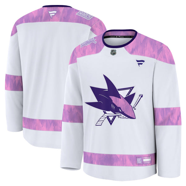 San Jose Sharks White 2024 Hockey Fights Cancer Practice Jersey